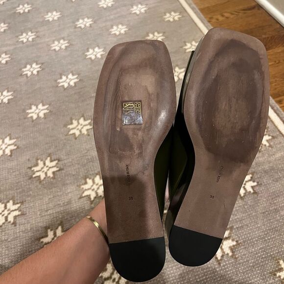 The Row Patent Leather Flatform Open Toe Mule in Olive size 38 - Picture 9 of 11